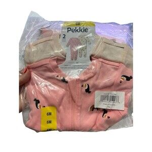 Pekkle sleeper NEW 6M two pack toucan avocado rainbow Pink Cream Zip